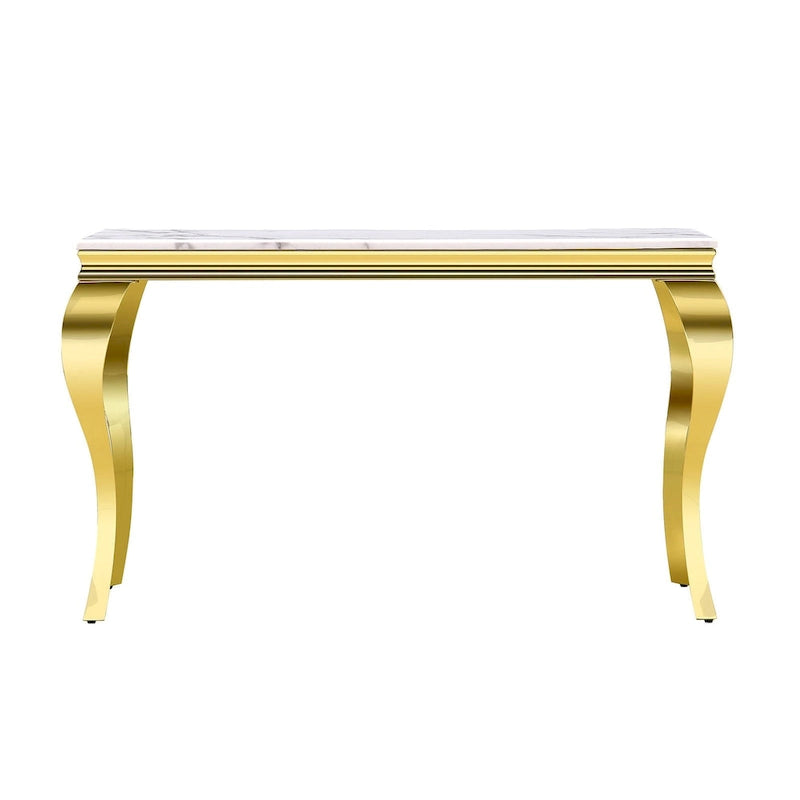 Console moderne avec plateau de 50 cm et pieds en acier inoxydable pour salon, entrée, couloir, bureau, hall