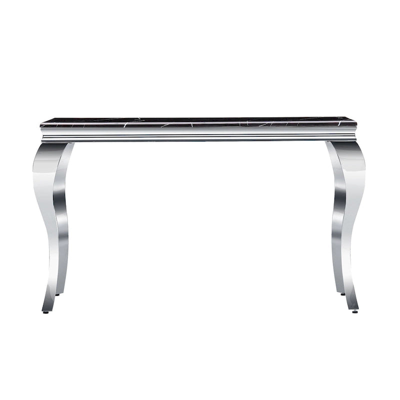 Console moderne avec plateau de 50 cm et pieds en acier inoxydable pour salon, entrée, couloir, bureau, hall