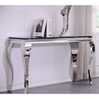 Console moderne avec plateau de 50 cm et pieds en acier inoxydable pour salon, entrée, couloir, bureau, hall