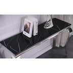 Console moderne avec plateau de 50 cm et pieds en acier inoxydable pour salon, entrée, couloir, bureau, hall