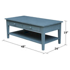Table basse Spencer en bois de para de 122 cm (L) x 61 cm (P) x 48 cm (H)