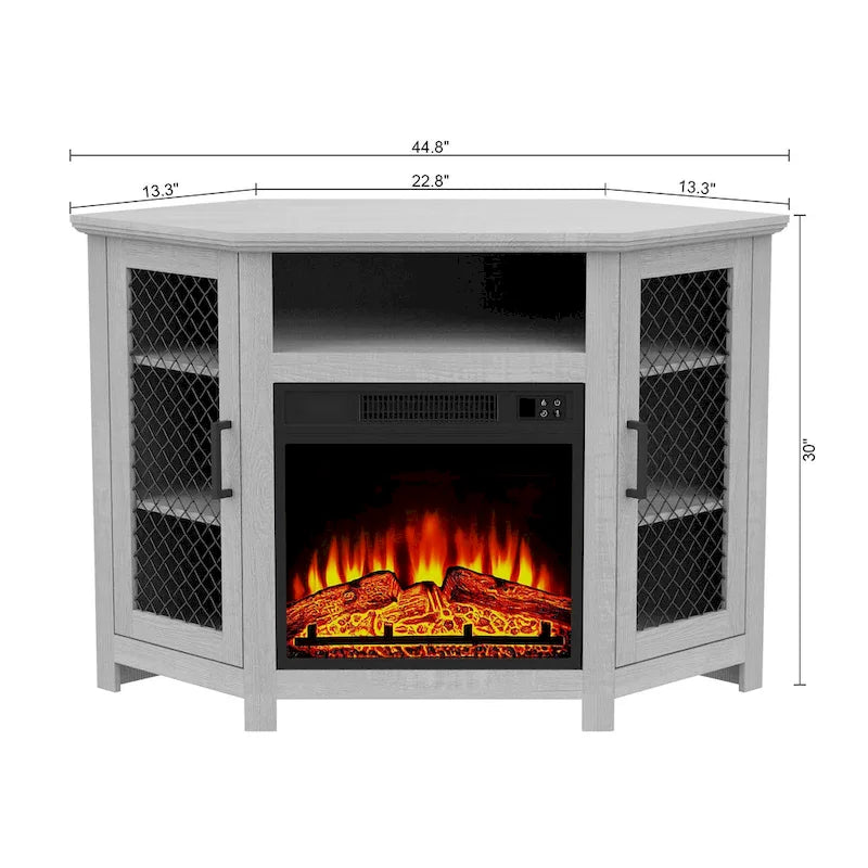 Meuble TV de 113,8 cm avec cheminée électrique de 45,7 cm et étagères - N/A