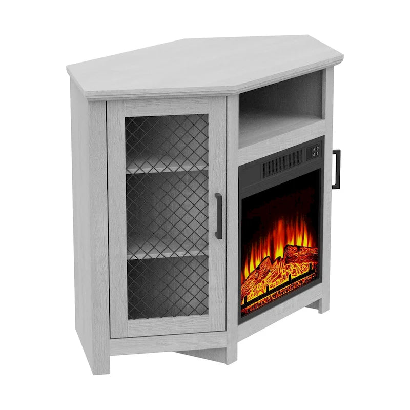 Meuble TV de 113,8 cm avec cheminée électrique de 45,7 cm et étagères - N/A