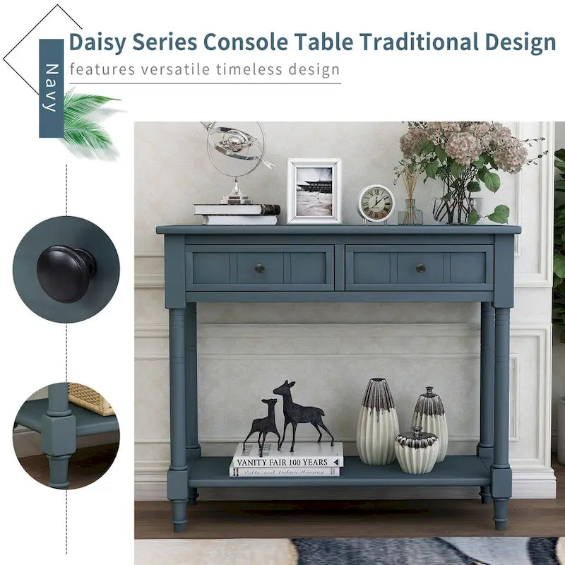 Console moderne avec deux tiroirs et une étagère inférieure