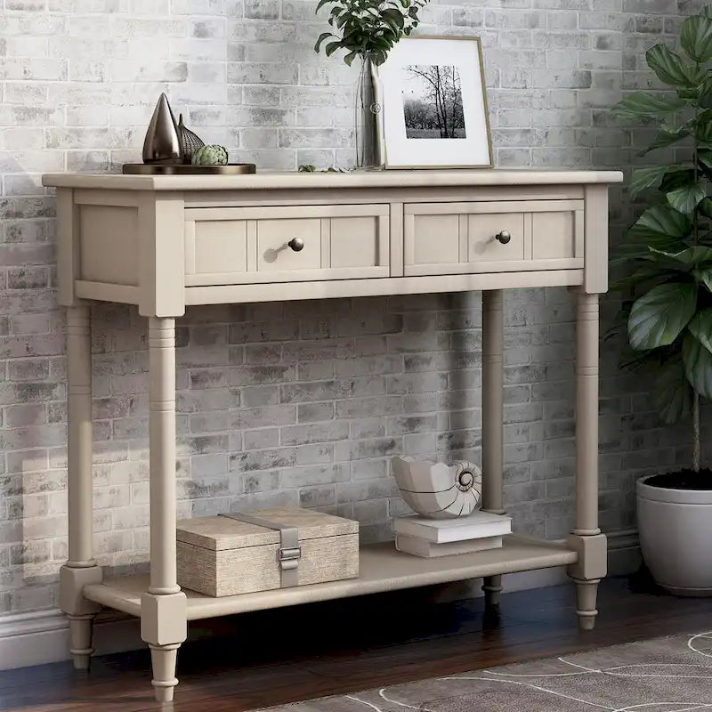 Console moderne avec deux tiroirs et une étagère inférieure