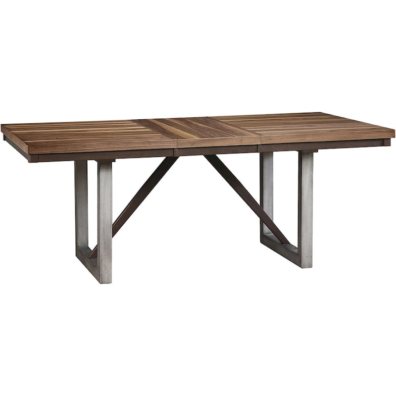 Ensemble de salle à manger au design blocs de bois, style industriel moderne milieu de siècle