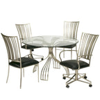 Table à manger Somette Ashton en nickel brossé et verre – Plateau : 47 x 48 x 48 – Base : 29,33 x 32,99 x 32,99