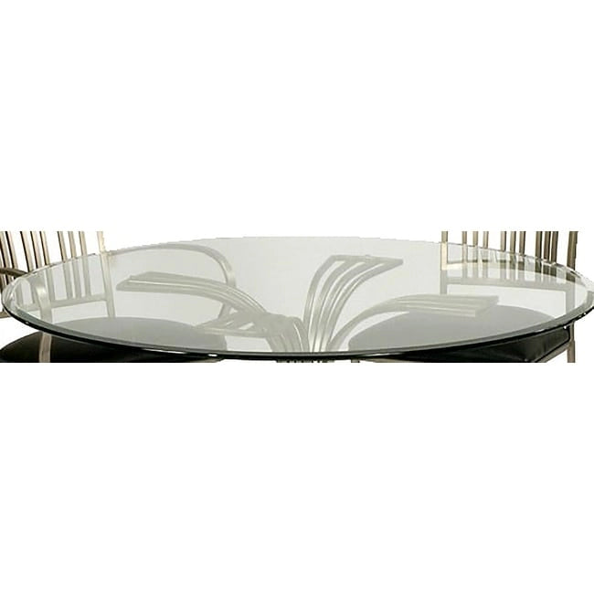 Table à manger Somette Ashton en nickel brossé et verre – Plateau : 47 x 48 x 48 – Base : 29,33 x 32,99 x 32,99