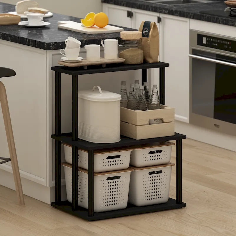 Furinno Turn-N-Tube, Étagère de cuisine à 3 niveaux, assemblage sans outils