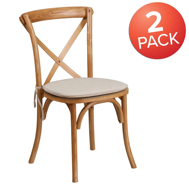 Chaise de salle à manger avec croisillons au dos, lot de 2, empilable – [Couleur]