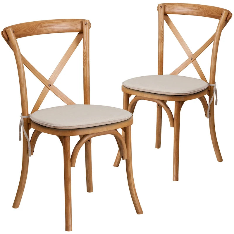 Chaise de salle à manger avec croisillons au dos, lot de 2, empilable – [Couleur]