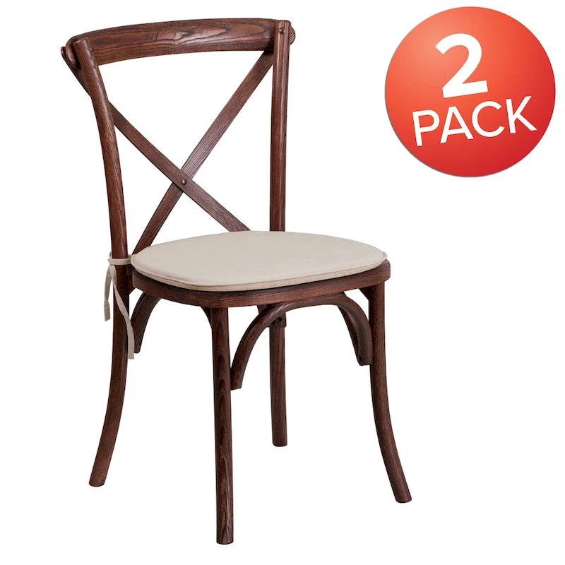 Chaise de salle à manger avec croisillons au dos, lot de 2, empilable – [Couleur]