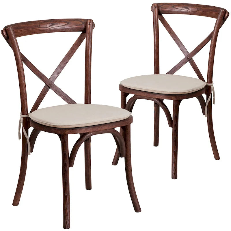 Chaise de salle à manger avec croisillons au dos, lot de 2, empilable – [Couleur]