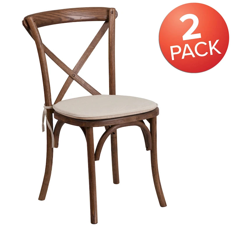 Chaise de salle à manger avec croisillons au dos, lot de 2, empilable – [Couleur]