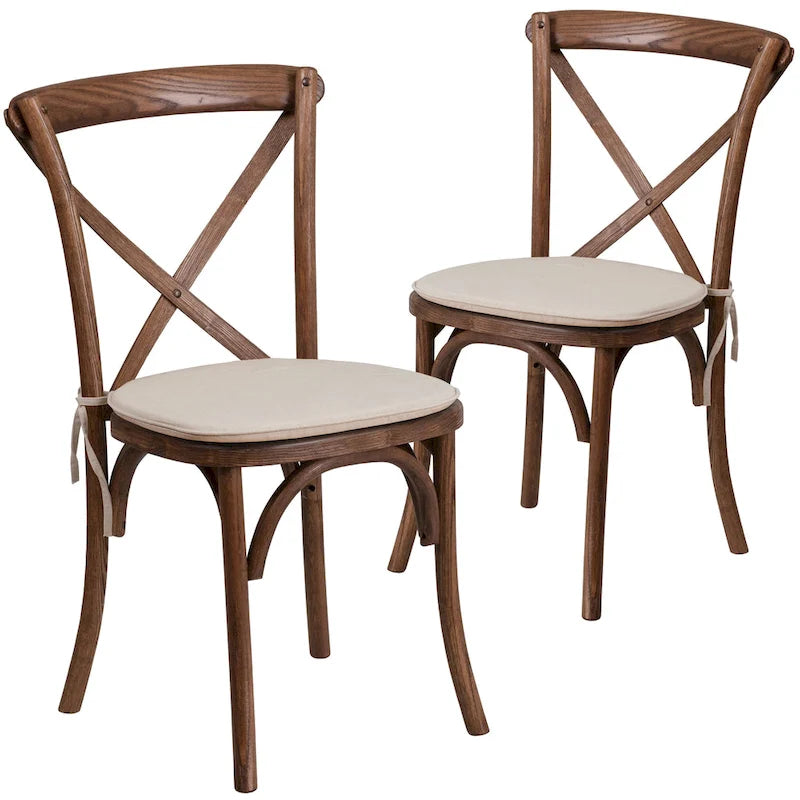 Chaise de salle à manger avec croisillons au dos, lot de 2, empilable – [Couleur]