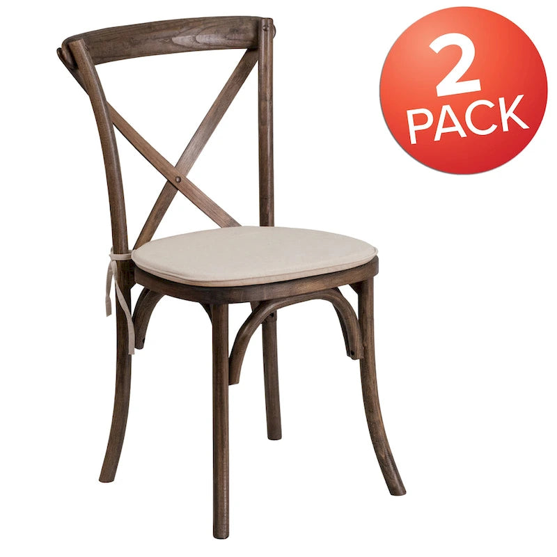 Chaise de salle à manger avec croisillons au dos, lot de 2, empilable – [Couleur]