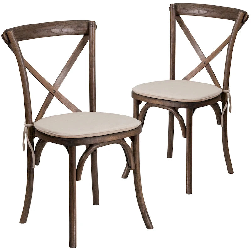 Chaise de salle à manger avec croisillons au dos, lot de 2, empilable – [Couleur]