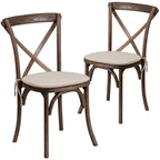 Chaise de salle à manger avec croisillons au dos, lot de 2, empilable – [Couleur]