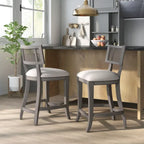 Chaises de comptoir Berwil en bois à dossier en cannage par Furniture of America