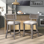Chaises de comptoir Berwil en bois à dossier en cannage par Furniture of America