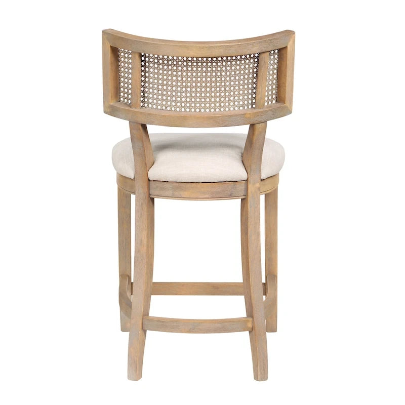 Chaises de comptoir Berwil en bois à dossier en cannage par Furniture of America
