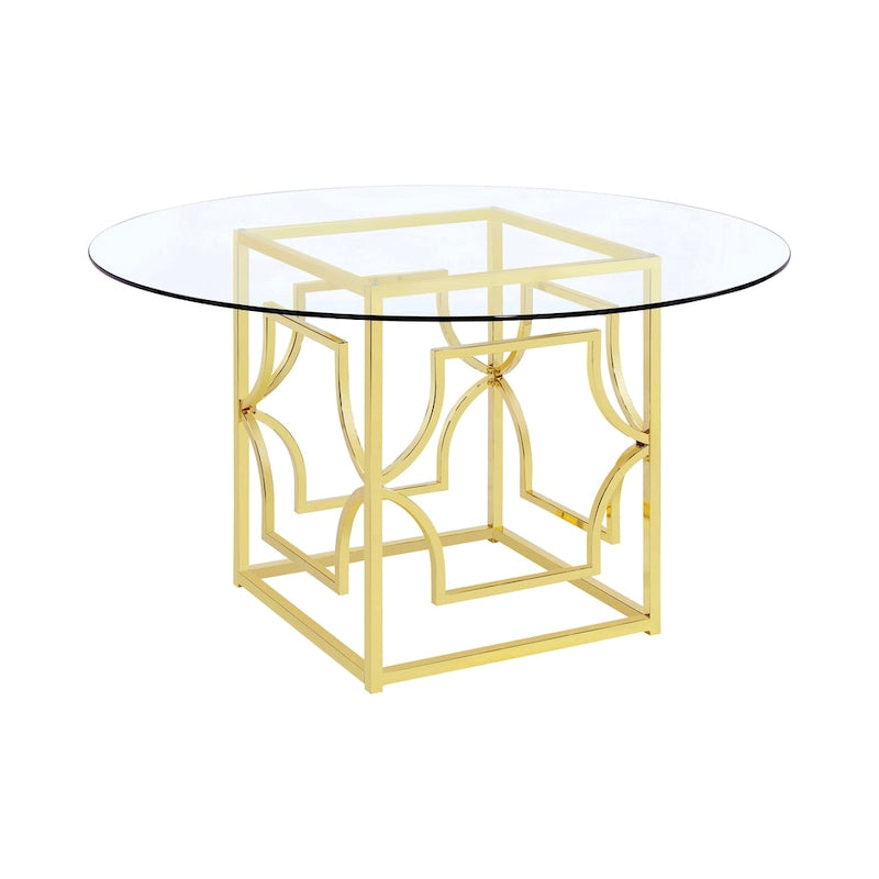 Pied de table à manger géométrique en métal laiton/chrome pour 1 table