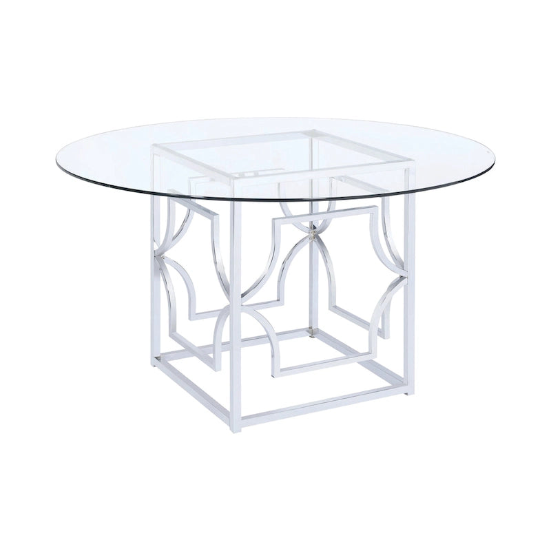 Pied de table à manger géométrique en métal laiton/chrome pour 1 table