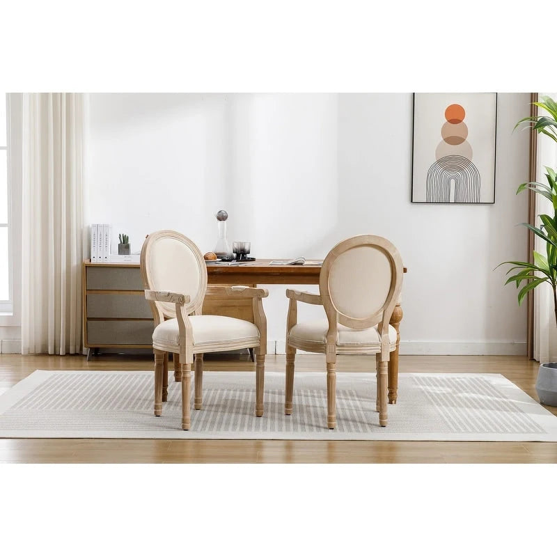 Grondin Lot de 2 chaises de salle à manger de style moderne du milieu du siècle, fauteuil d'appoint rembourré en lin dossier Louis XVI