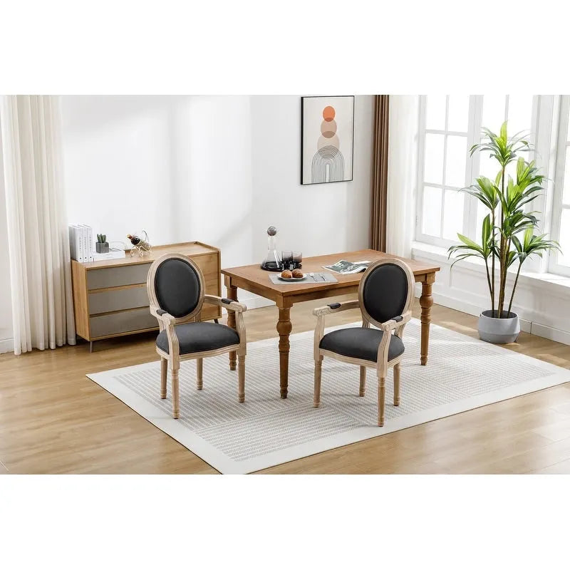 Grondin Lot de 2 chaises de salle à manger de style moderne du milieu du siècle, fauteuil d'appoint rembourré en lin dossier Louis XVI