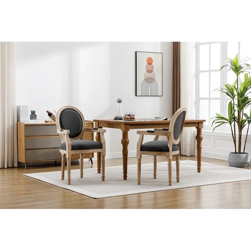 Grondin Lot de 2 chaises de salle à manger de style moderne du milieu du siècle, fauteuil d'appoint rembourré en lin dossier Louis XVI