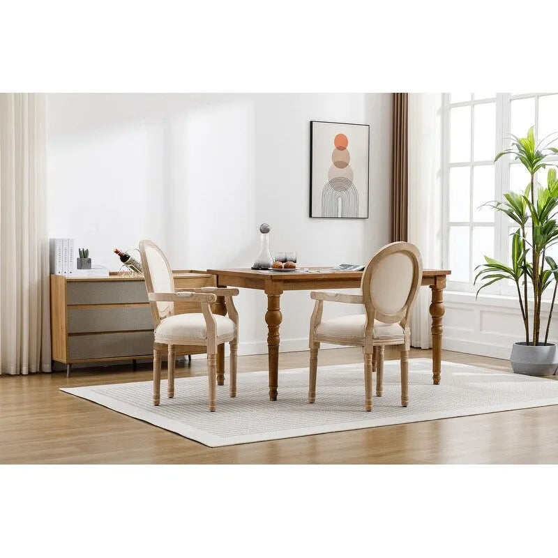 Grondin Lot de 2 chaises de salle à manger de style moderne du milieu du siècle, fauteuil d'appoint rembourré en lin dossier Louis XVI