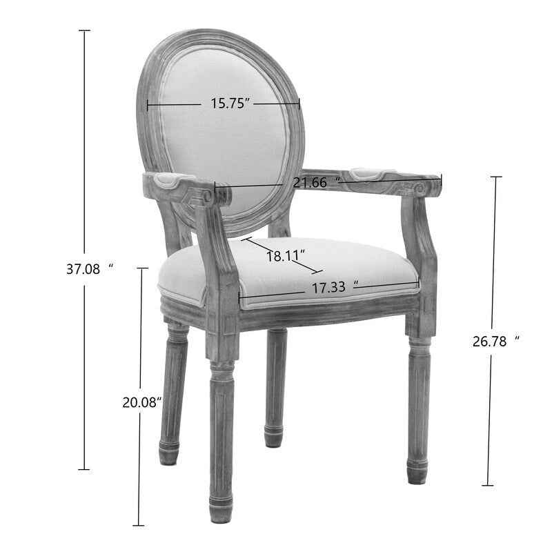 Grondin Lot de 2 chaises de salle à manger de style moderne du milieu du siècle, fauteuil d'appoint rembourré en lin dossier Louis XVI