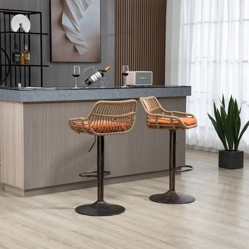 Tabourets de bar pivotants avec repose-pieds - Lot de 2