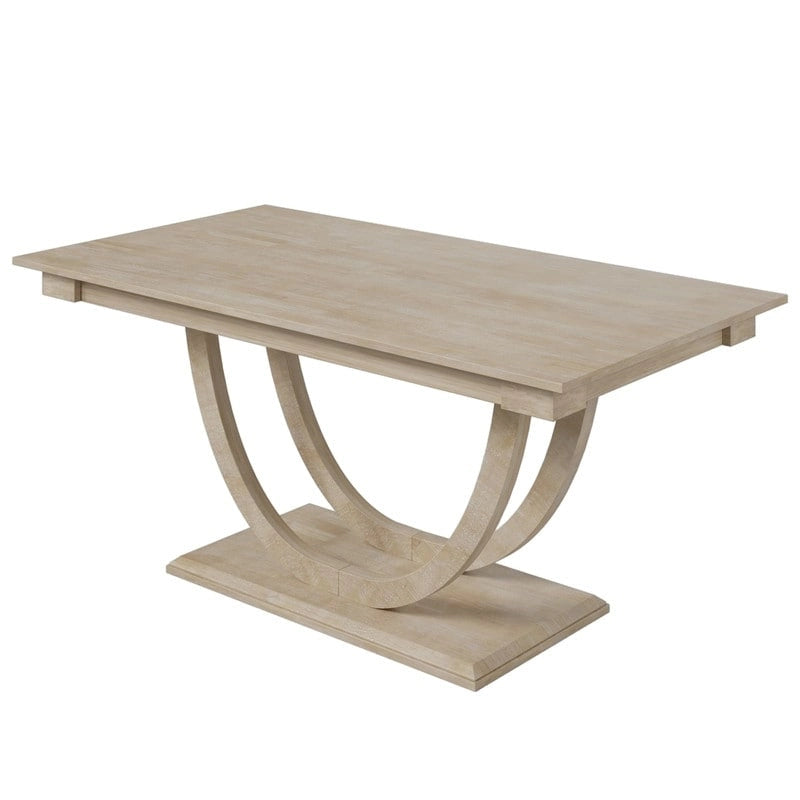 Ensemble de salle à manger 6 pièces demi-rond en bois avec longue banquette et 4 chaises de salle à manger, style moderne