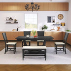 Ensemble de salle à manger 6 pièces demi-rond en bois avec longue banquette et 4 chaises de salle à manger, style moderne