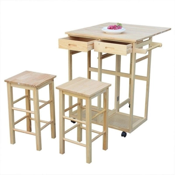 Dessertes de cuisine roulantes pliantes Carson Carrington Dalur 3 pièces en bois