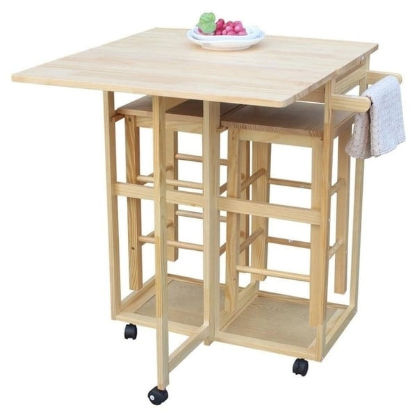 Dessertes de cuisine roulantes pliantes Carson Carrington Dalur 3 pièces en bois