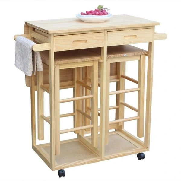 Dessertes de cuisine roulantes pliantes Carson Carrington Dalur 3 pièces en bois