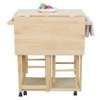 Dessertes de cuisine roulantes pliantes Carson Carrington Dalur 3 pièces en bois