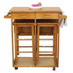 Dessertes de cuisine roulantes pliantes Carson Carrington Dalur 3 pièces en bois