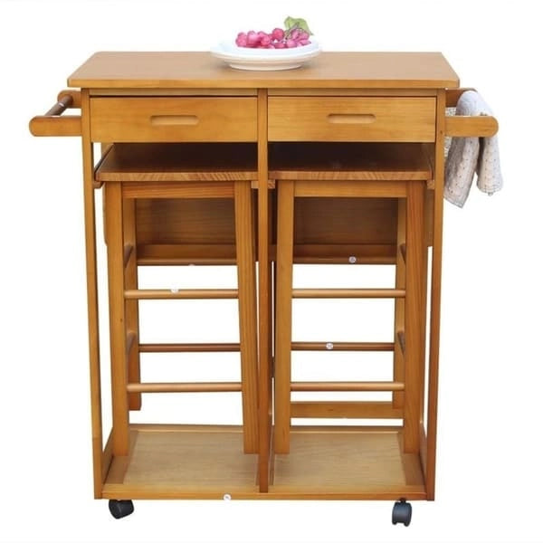 Dessertes de cuisine roulantes pliantes Carson Carrington Dalur 3 pièces en bois