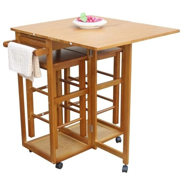 Dessertes de cuisine roulantes pliantes Carson Carrington Dalur 3 pièces en bois