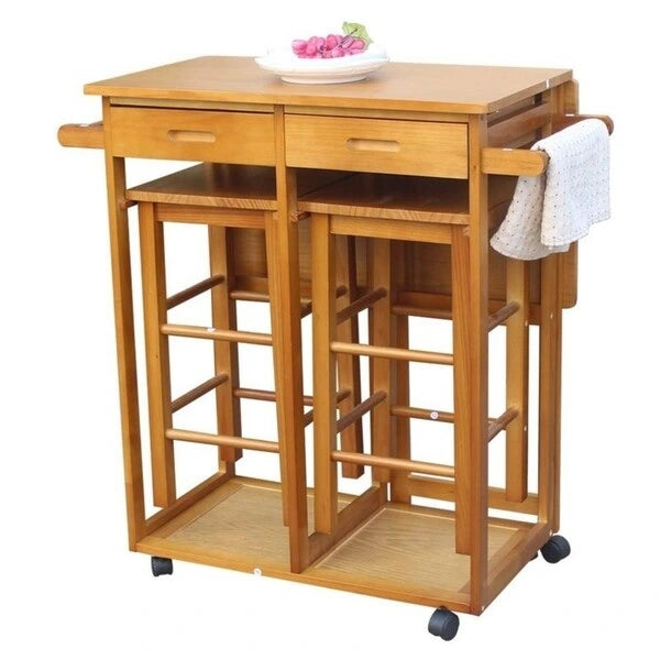 Dessertes de cuisine roulantes pliantes Carson Carrington Dalur 3 pièces en bois
