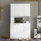 Armoire haute et meuble de cuisine de 180 cm, avec 6 portes, 1 étagère ouverte et 1 tiroir pour chambre à coucher, Noyer