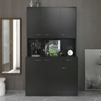 Armoire haute et meuble de cuisine de 180 cm, avec 6 portes, 1 étagère ouverte et 1 tiroir pour chambre à coucher, Noyer