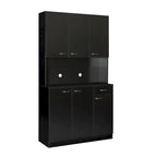 Armoire haute et meuble de cuisine de 180 cm, avec 6 portes, 1 étagère ouverte et 1 tiroir pour chambre à coucher, Noyer