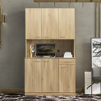 Armoire haute et meuble de cuisine de 180 cm, avec 6 portes, 1 étagère ouverte et 1 tiroir pour chambre à coucher, Noyer