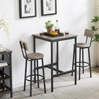 Ensemble table de bar et 2 tabourets de bar Mieres, style industriel, rustique, 3 pièces, pour cuisine, salle à manger
