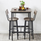 Ensemble table de bar et 2 tabourets de bar Mieres, style industriel, rustique, 3 pièces, pour cuisine, salle à manger