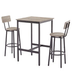 Ensemble table de bar et 2 tabourets de bar Mieres, style industriel, rustique, 3 pièces, pour cuisine, salle à manger